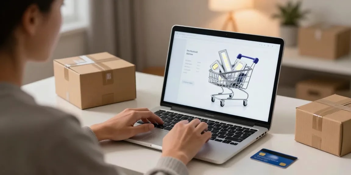 An online shopping scene featuring lustre led products, highlighting best deals on an e-commerce platform.