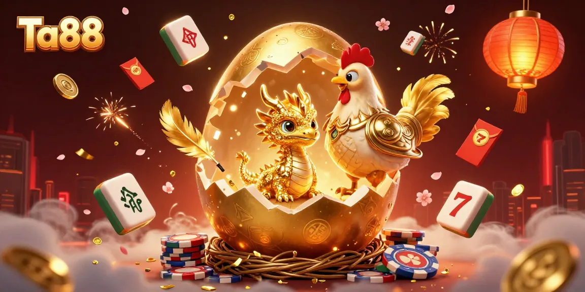 Ta88 showcases a golden dragon and poker chips amidst slot reels, symbolizing thrilling casino rewards.
