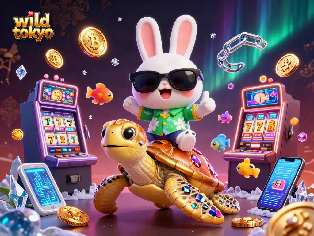 Engage with wild tokyo's vibrant slots scene featuring a lucky rabbit and golden sea turtle.