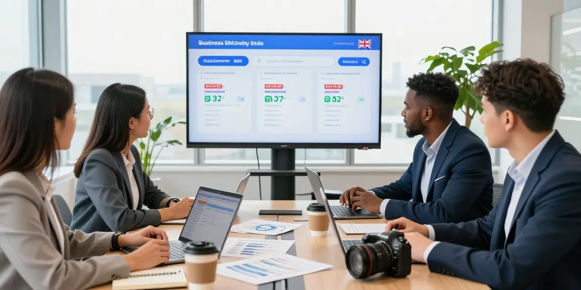 Compare business SIM only deals UK with a team discussing options in a bright office.