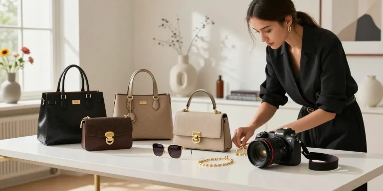Fotografo professionista di still life a Milano che cattura accessori di moda di lusso con luce naturale.