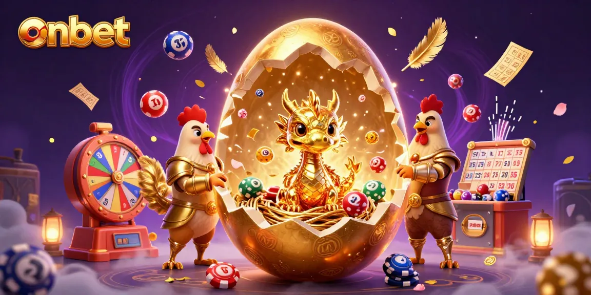 Experience thrilling gaming at onbet with a vibrant scene of a golden dragon and casino elements!