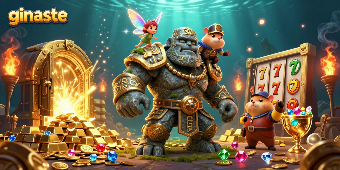 Experience the magic of ginaste with a vibrant 3D casino scene filled with treasure and excitement.