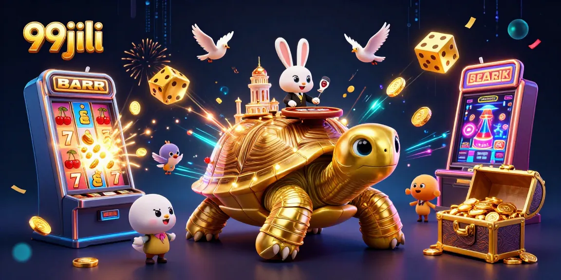 Win big with 99jili at an exciting casino scene with vibrant characters and gaming elements.